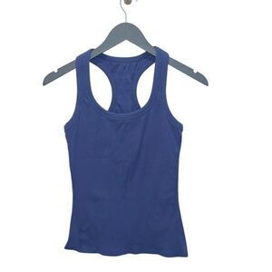 Alo Yoga Womens Rib Racerback Sleeveless Support Tank Top Smoke Cobalt Blue Size
